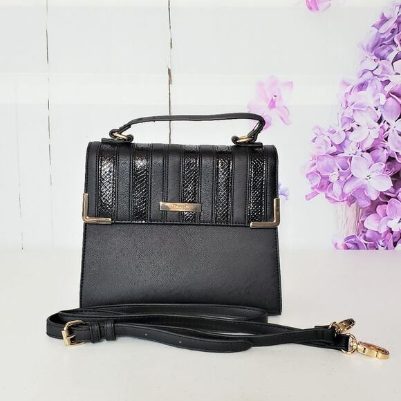 Dune London Handbags - Dune London Embossed Patent Folded Front Vegan Leather Satchel Bag